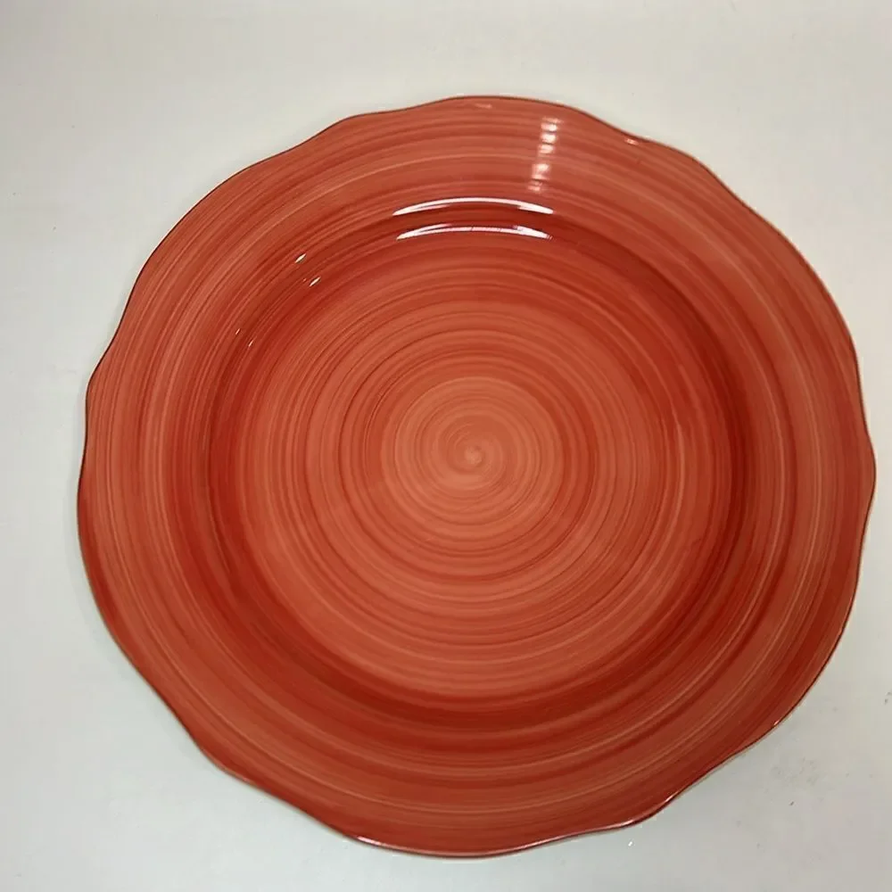 Franciscan Flora Rosa Red Charger Plate Portugal 12 In Round Scalloped Swirl